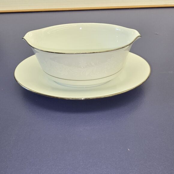 Noritake Other - Noritake Ranier Gravy Bowl #6909 with Attached Plate Silver Lined